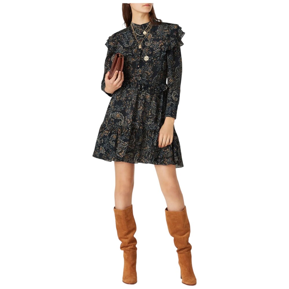NICHOLAS Elsie Paisley Long Sleeve Ruffle Floral Mini Dress Size 2 ($475)